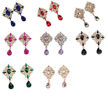 Load image into Gallery viewer, Crystal Teardrop Earrings Clip on