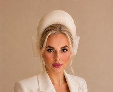 Load image into Gallery viewer, Ivory Back Bow Headband Fascinator – Elegant Races Hat - Halo style