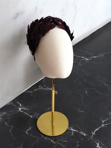 Wine Red Diamante Feather Headdress, Fascinator, Headpiece,