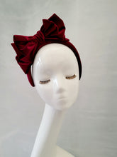 Load image into Gallery viewer, Wine Red Velvet Bow Padded headband