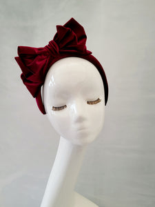 Wine Red Velvet Bow Padded headband