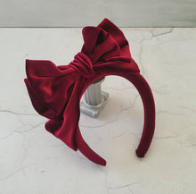 Load image into Gallery viewer, Wine Red Velvet Bow Padded headband