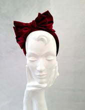 Load image into Gallery viewer, Wine Red Velvet Bow Padded headband