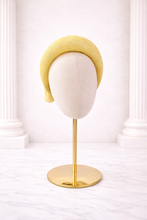 Load image into Gallery viewer, Light Yellow Sinamay Halo Headband Fascinator – Back Bow Wedding Race Hat "Katie"