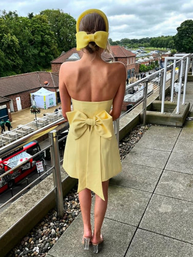 Yellow Bow Headband Fascinator, with Back Bow, 5.5 cms wide