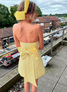 Yellow Bow Headband Fascinator, with Back Bow, 5.5 cms wide