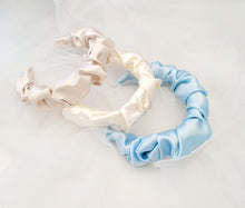 Load image into Gallery viewer, Silk Headband Ruched Ruffle Scrunchie Design