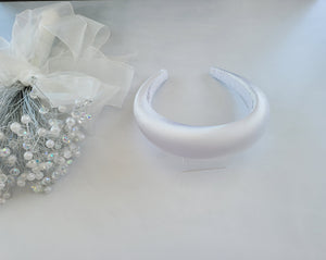 White Silk Headband Padded