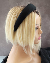 Load image into Gallery viewer, Black Satin Square Padded headband