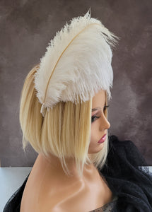 Burlesque ivory feather headdress