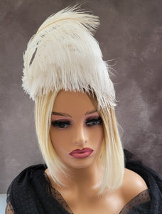 Burlesque ivory feather headdress