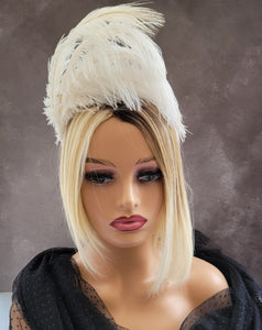 Burlesque ivory feather headdress