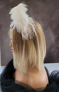 Burlesque ivory feather headdress