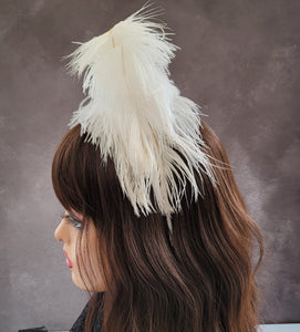 Burlesque ivory feather headdress