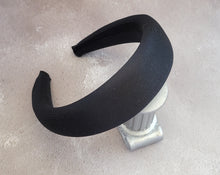 Load image into Gallery viewer, Black Satin Square Padded headband