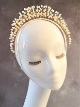 Load image into Gallery viewer, Goddess Pearl Bead Tiara, Gold wire Grecian Style Headpiece, Bridal