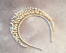 Load image into Gallery viewer, Goddess Pearl Bead Tiara, Gold wire Grecian Style Headpiece, Bridal