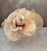 Load image into Gallery viewer, Blush Flower Fascinator, Percher Hat, Latte Saucer, Races , Hatinator, wedding headpiece