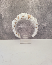 Load image into Gallery viewer, White ribbon and Beige Silk Padded Headband