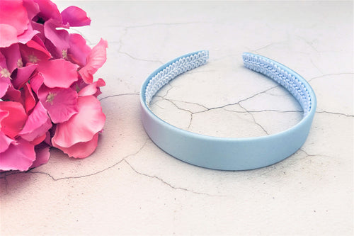 Blue Silk Headband Hair Band 2.5 cms Wide Pure Silk Satin