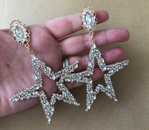 Big Diamante Star Hoop earrings
