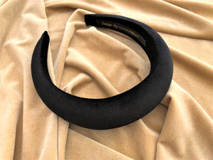 Black Velvet Padded 4 cms Wide headband