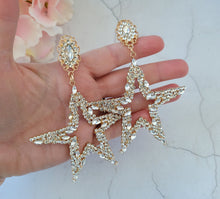 Load image into Gallery viewer, Big Diamante Star Hoop earrings