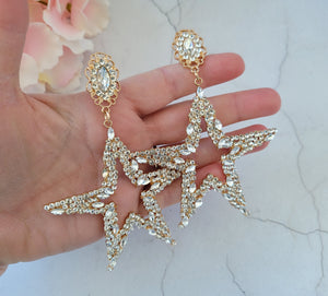Big Diamante Star Hoop earrings