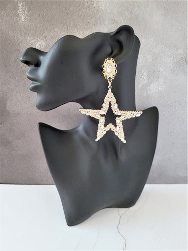 Big Diamante Star Hoop earrings