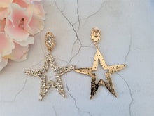 Load image into Gallery viewer, Big Diamante Star Hoop earrings