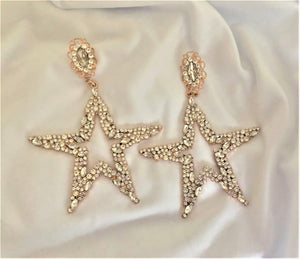 Big Diamante Star Hoop earrings