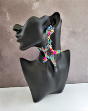 Load image into Gallery viewer, Big Diamante Star Hoop Drop Earrings clip on or pierced