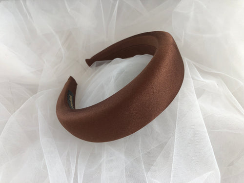 Chocolate Brown Satin Square Padded headband