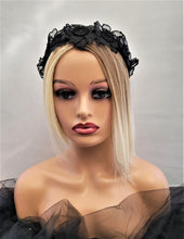 Load image into Gallery viewer, Black Lace Flower Fascinator headband