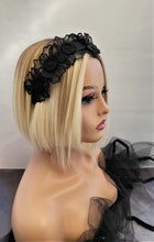 Load image into Gallery viewer, Black Lace Flower Fascinator headband