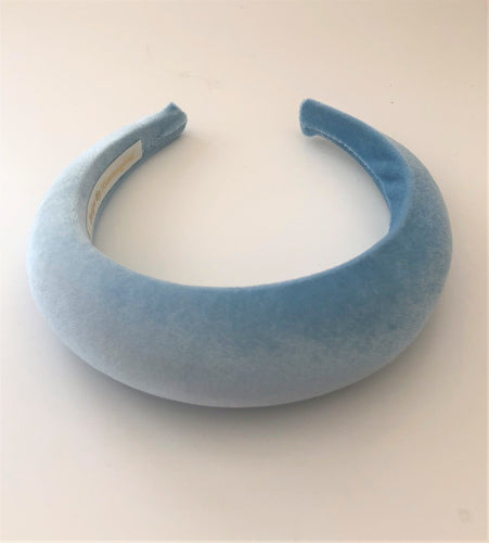 Baby Blue Velvet Padded Wide headband