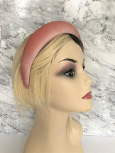 Blush Pink Velvet Padded Wide headband