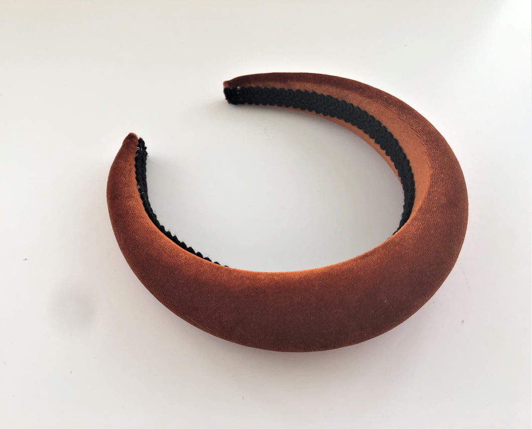 Burnt Orange Velvet Padded Wide headband