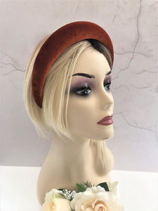 Burnt Orange Velvet Padded Wide headband
