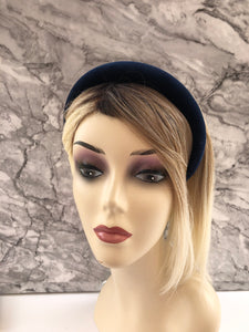 Navy Blue Velvet Padded headband 4 cm wide