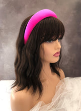 Load image into Gallery viewer, Hot Pink Satin Square Padded headband