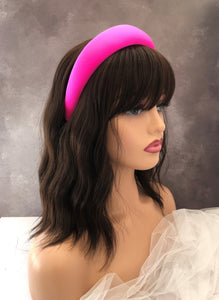 Hot Pink Satin Square Padded headband