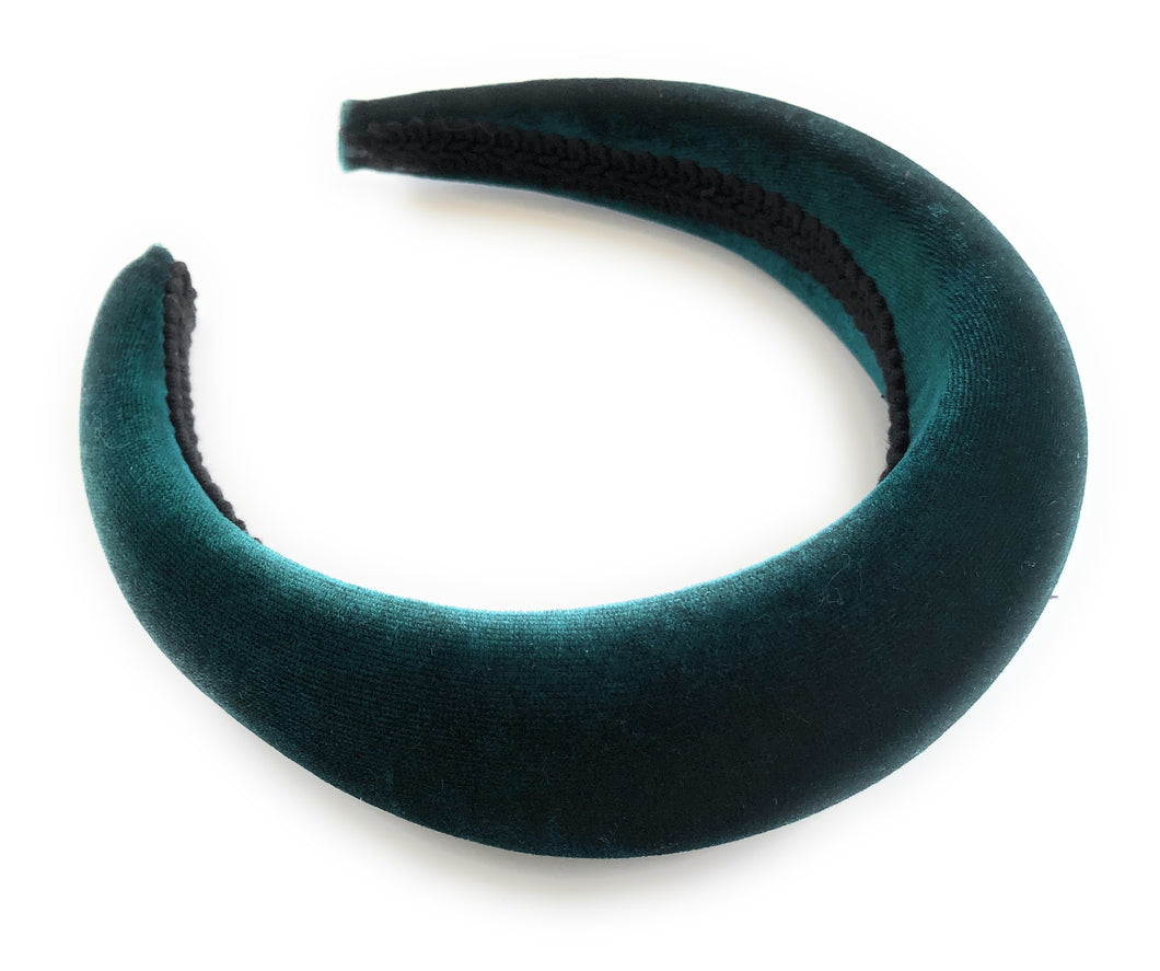Dark Green Velvet Padded Wide headband