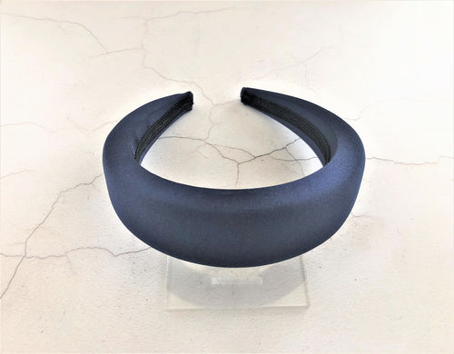 Navy Blue Satin Square Padded headband