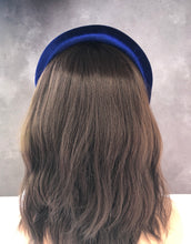 Load image into Gallery viewer, Blue Fascinator Padded Headband, with Navy Blusher Veil, Extra Wide 6 cms, Padded Design