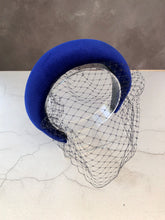 Load image into Gallery viewer, Blue Fascinator Padded Headband, with Navy Blusher Veil, Extra Wide 6 cms, Padded Design