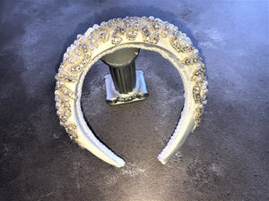 Silk Jewelled Headband, Diamante Halo Crown, Bridal Headpiece, 4 cms wide