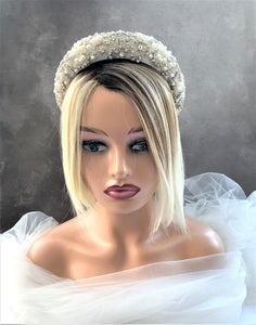 Silk Jewelled Headband, Diamante Halo Crown, Bridal Headpiece, 4 cms wide