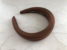 Load image into Gallery viewer, Chocolate Brown Satin Square Padded headband