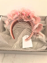 Load image into Gallery viewer, Blush Pink Flower Head Piece Fascinator, Velvet padded headband, hatinator